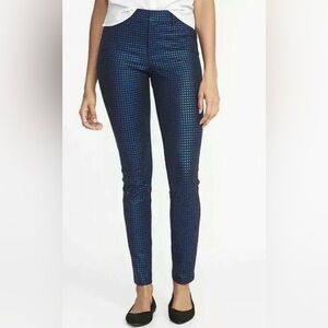 Old Navy Women's Metallic Blue Patterned Trousers